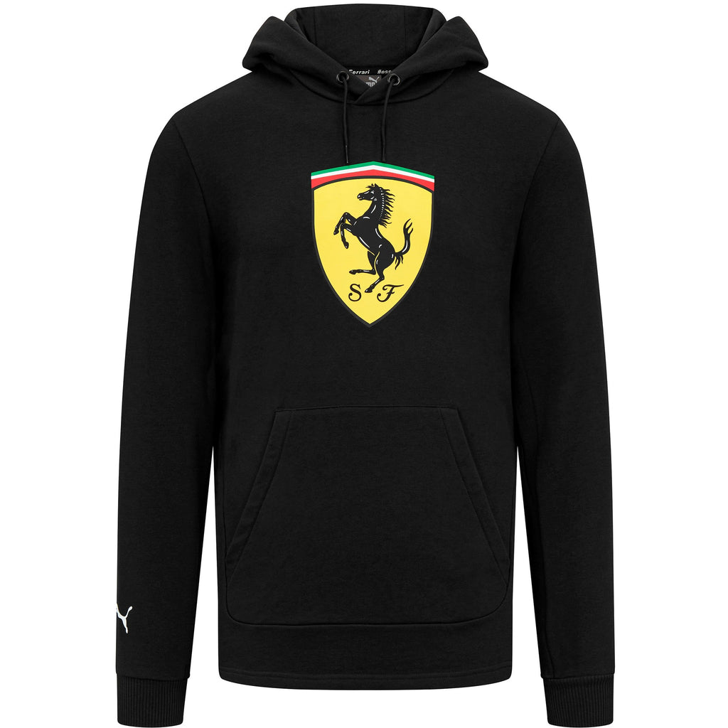 Scuderia Ferrari F1 Men's Puma Shield Hoodie-Black/Red Hoodies Scuderia Ferrari XS Black 