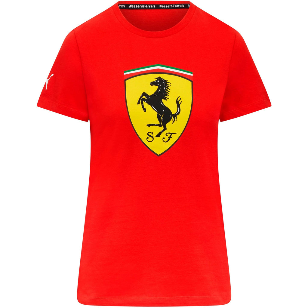 Scuderia Ferrari Women's Puma Large Shield Logo T-Shirt-Red/Black T-shirts Scuderia Ferrari XXS Red 