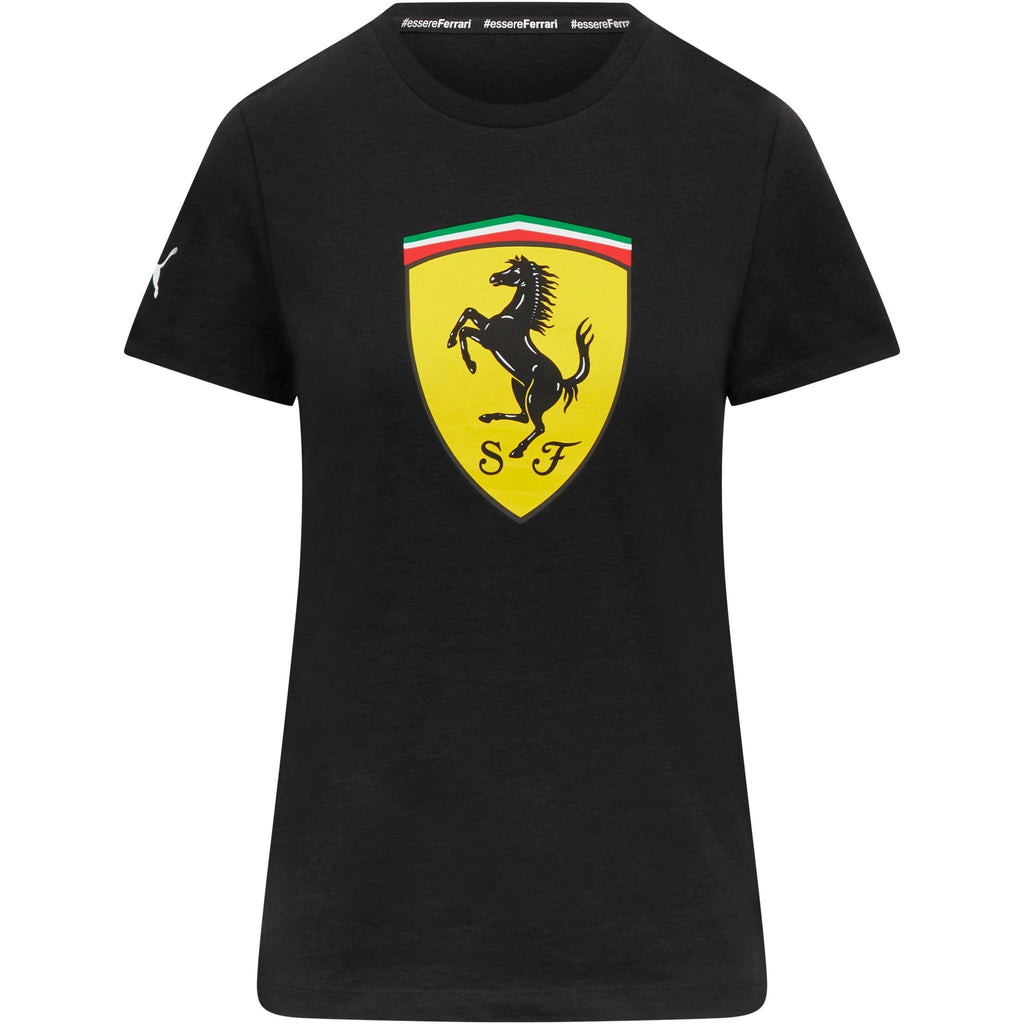 Scuderia Ferrari Women's Puma Large Shield Logo T-Shirt-Red/Black T-shirts Scuderia Ferrari XXS Black 