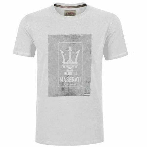 Maserati Classiche Men's Logo T-Shirt White T-shirts Gray