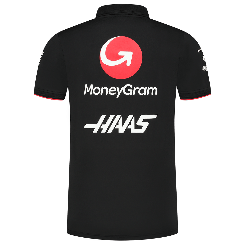 Haas Racing F1 2023 Men's Team Fitted Polo Shirt - Black Polos Haas F1 Racing Team 