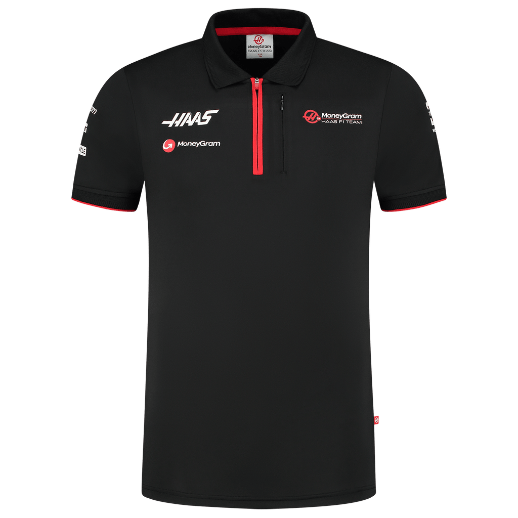 Haas Racing F1 2023 Men's Team Fitted Polo Shirt - Black Polos Haas F1 Racing Team 