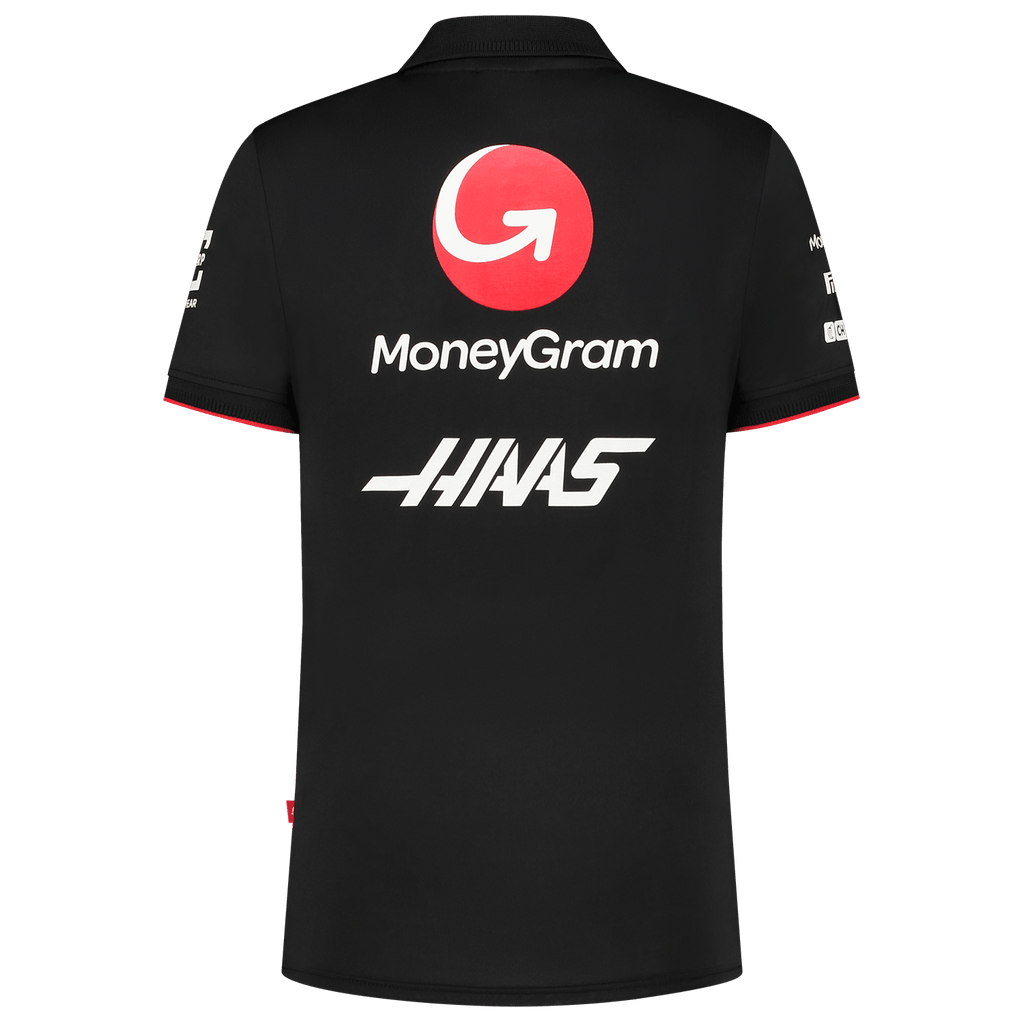 Haas Racing F1 2023 Women's Team Fitted Polo Shirt - Black Polos Haas F1 Racing Team 