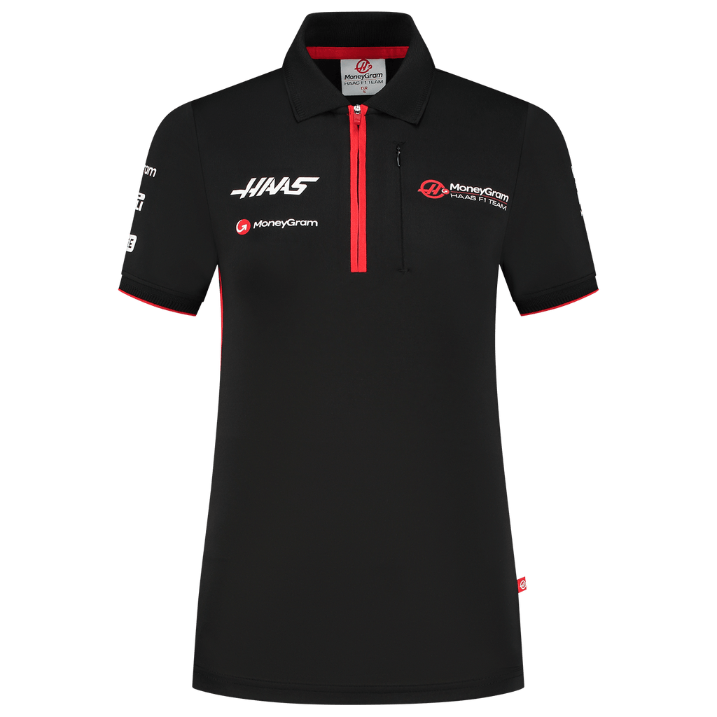 Haas Racing F1 2023 Women's Team Fitted Polo Shirt - Black Polos Haas F1 Racing Team 