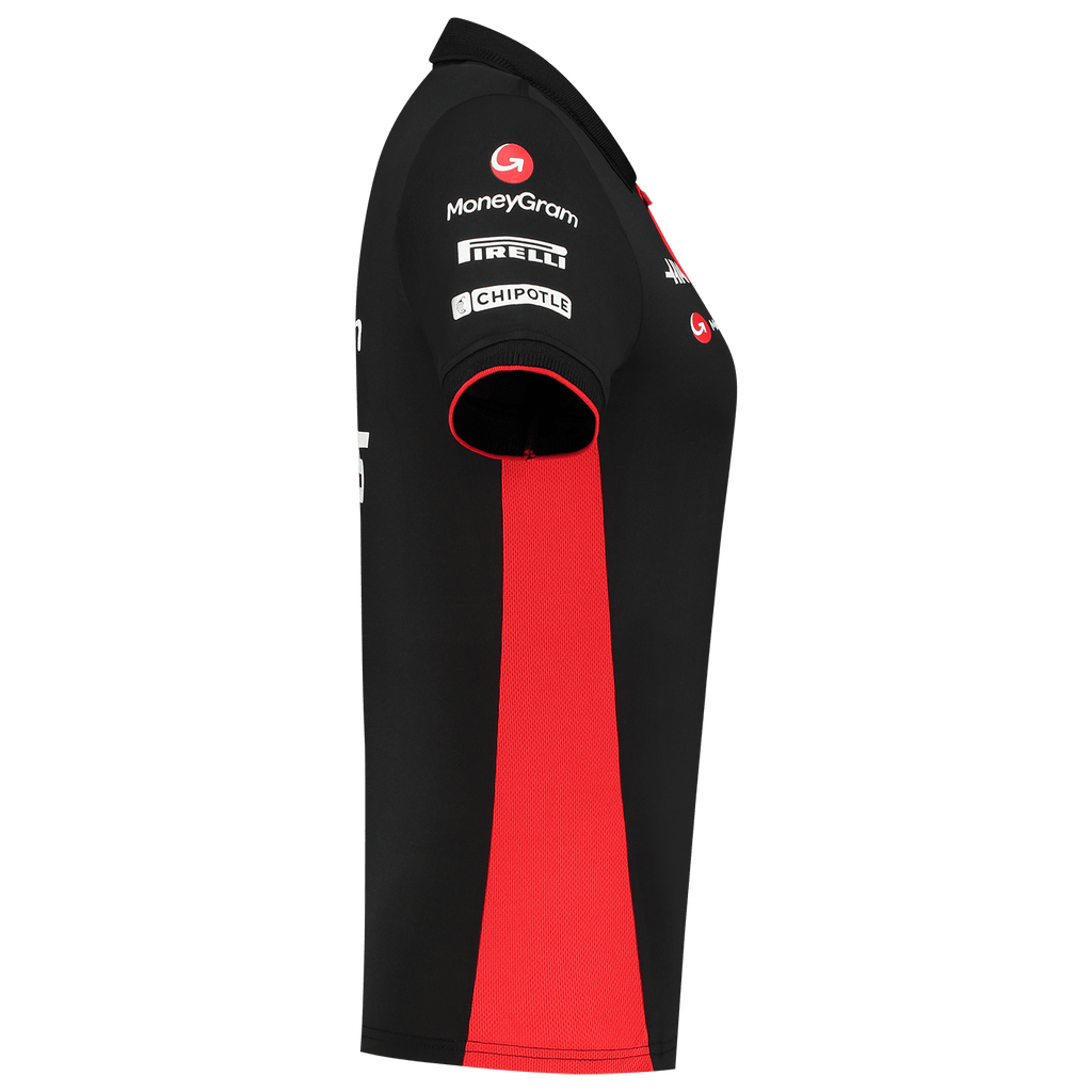 Haas Racing F1 2023 Women's Team Fitted Polo Shirt - Black Polos Haas F1 Racing Team 