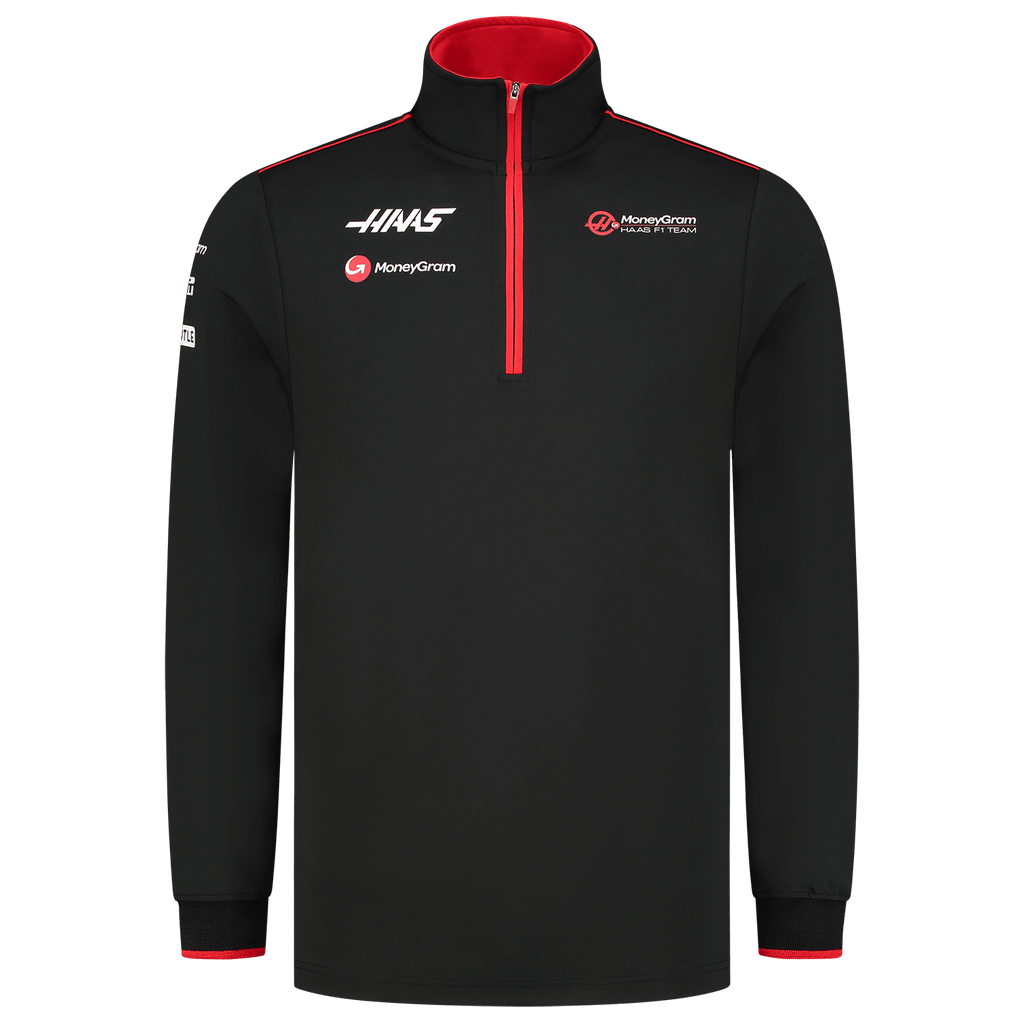 Haas Racing F1 2023 Team Fitted 1/4 Zip Sweater - Black Sweaters Haas F1 Racing Team 