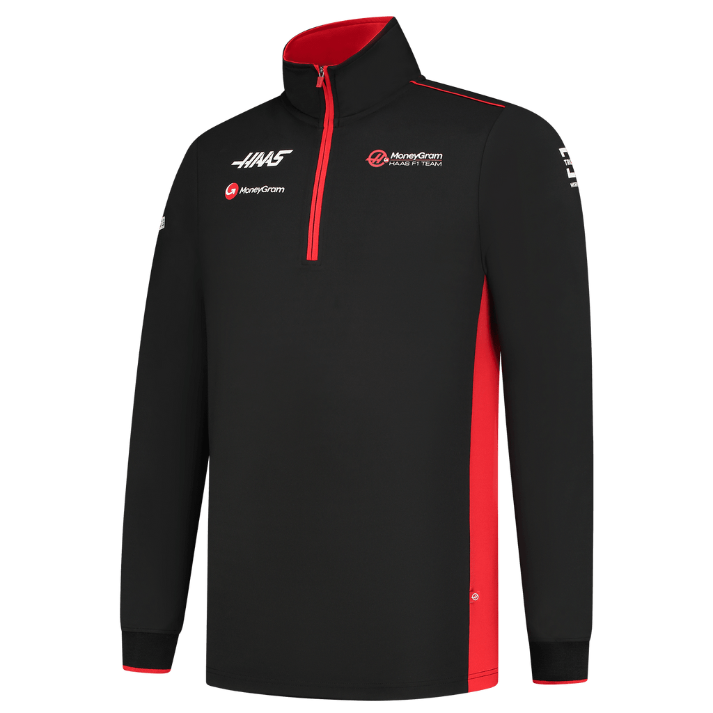 Haas Racing F1 2023 Team Fitted 1/4 Zip Sweater - Black Sweaters Haas F1 Racing Team 