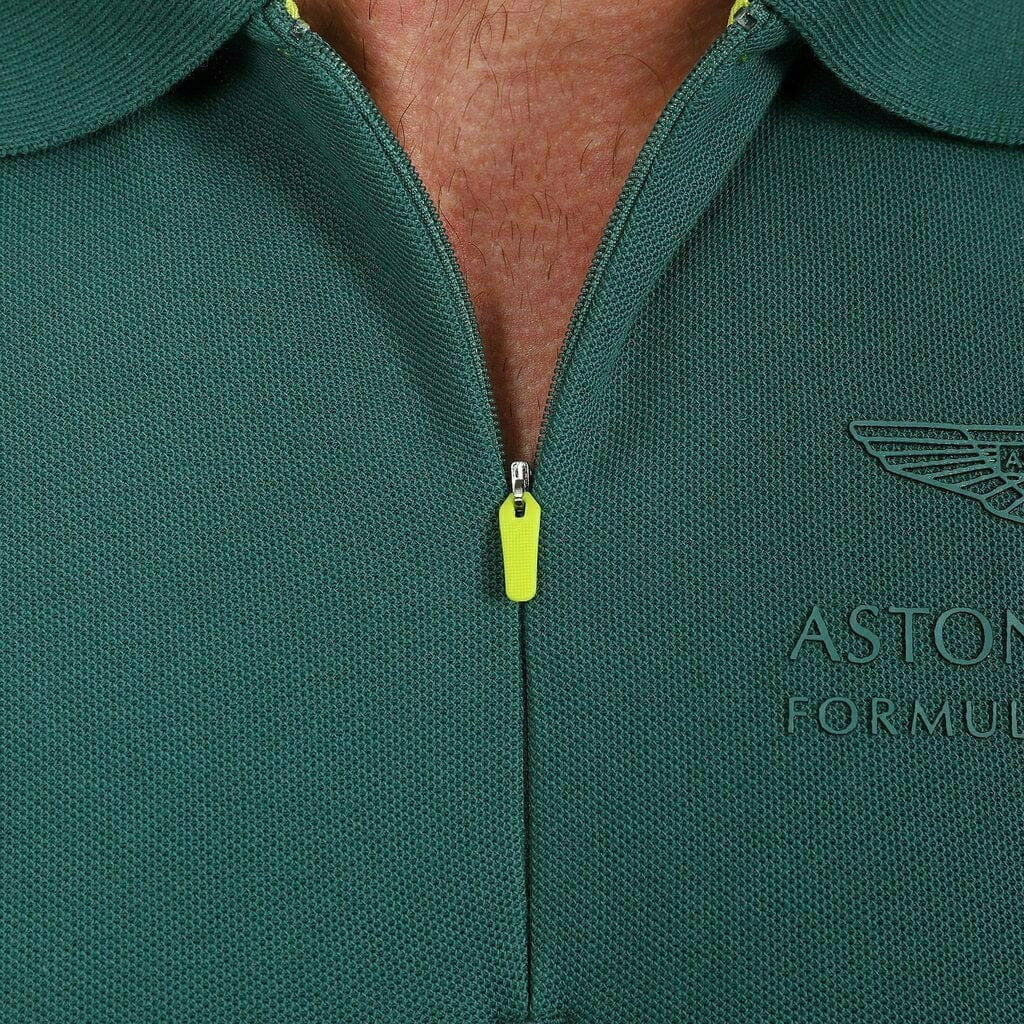 Aston Martin F1 Men's Essential Polo Shirt -Black/Green Polos Dark Slate Gray
