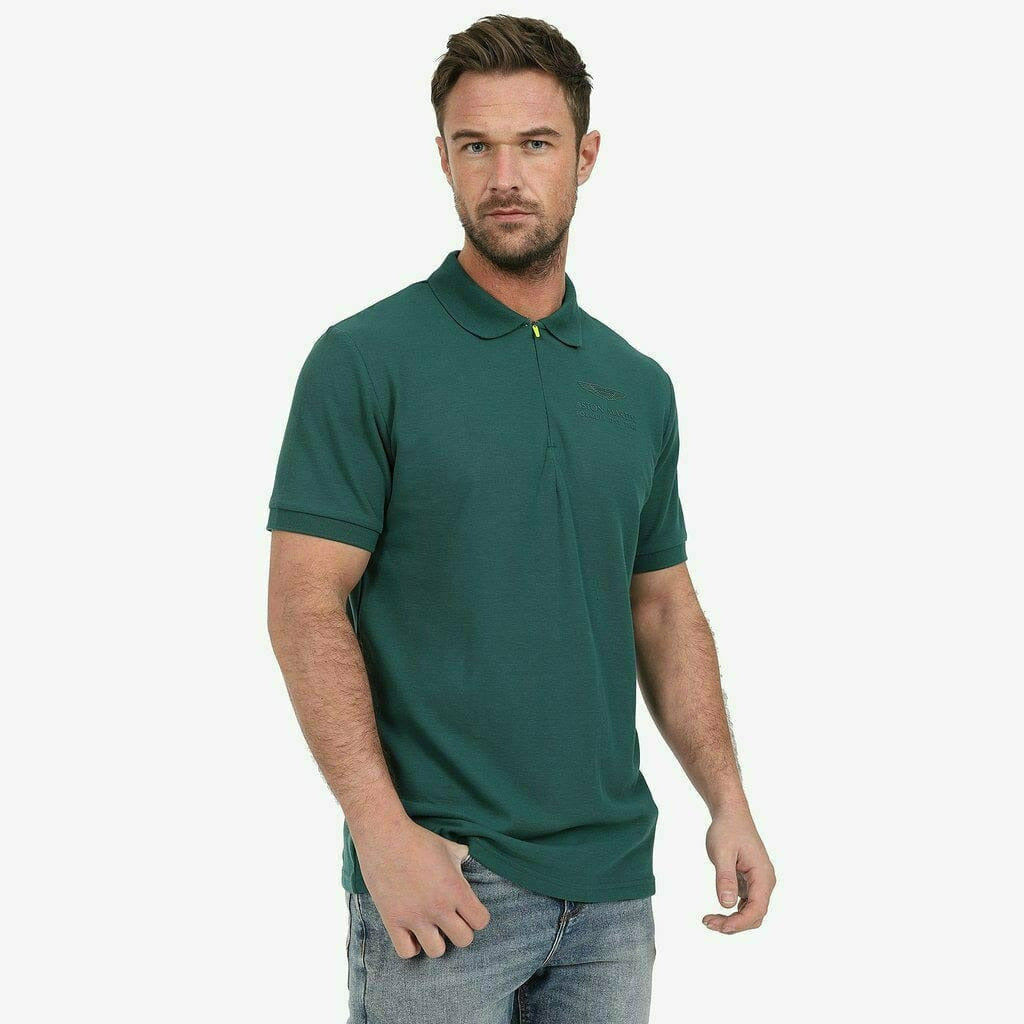 Aston Martin F1 Men's Essential Polo Shirt -Black/Green Polos Dark Slate Gray