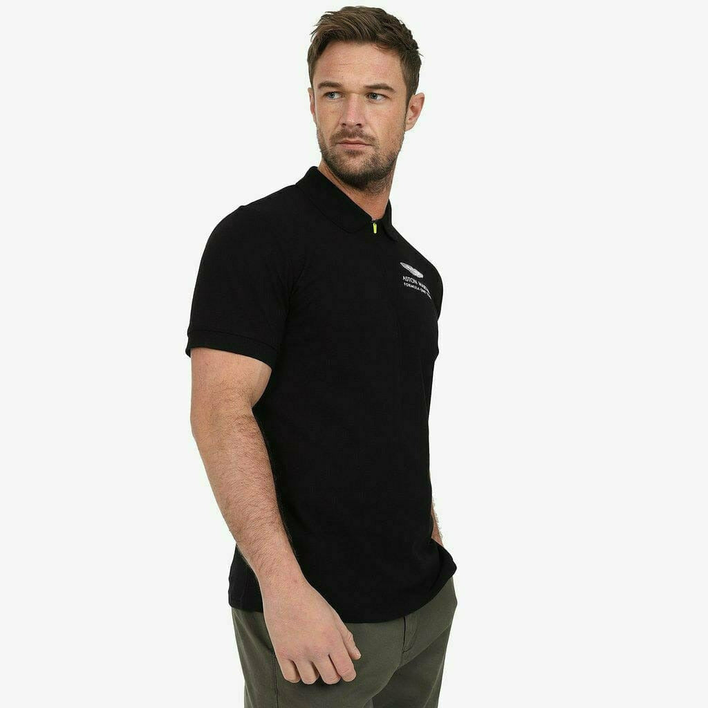 Aston Martin F1 Men's Essential Polo Shirt -Black/Green Polos Black