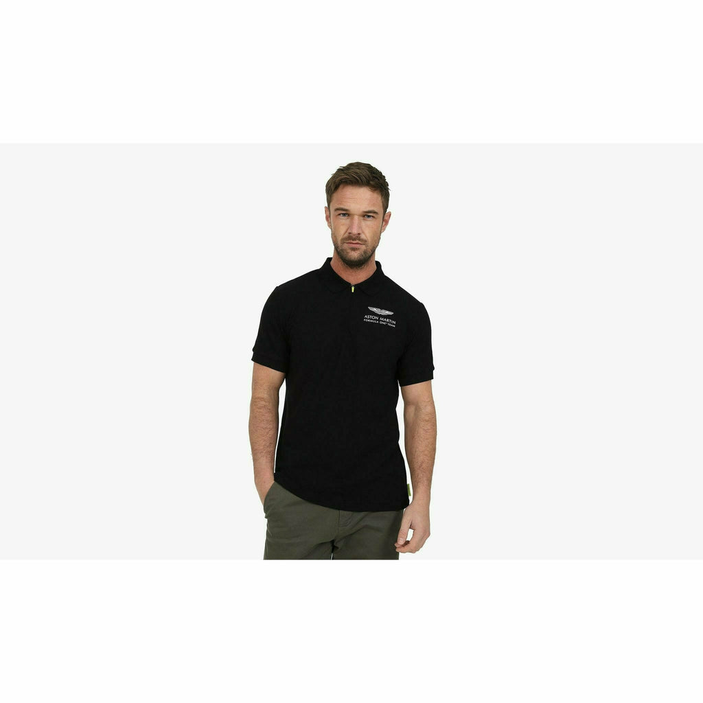 Aston Martin F1 Men's Essential Polo Shirt -Black/Green Polos White Smoke