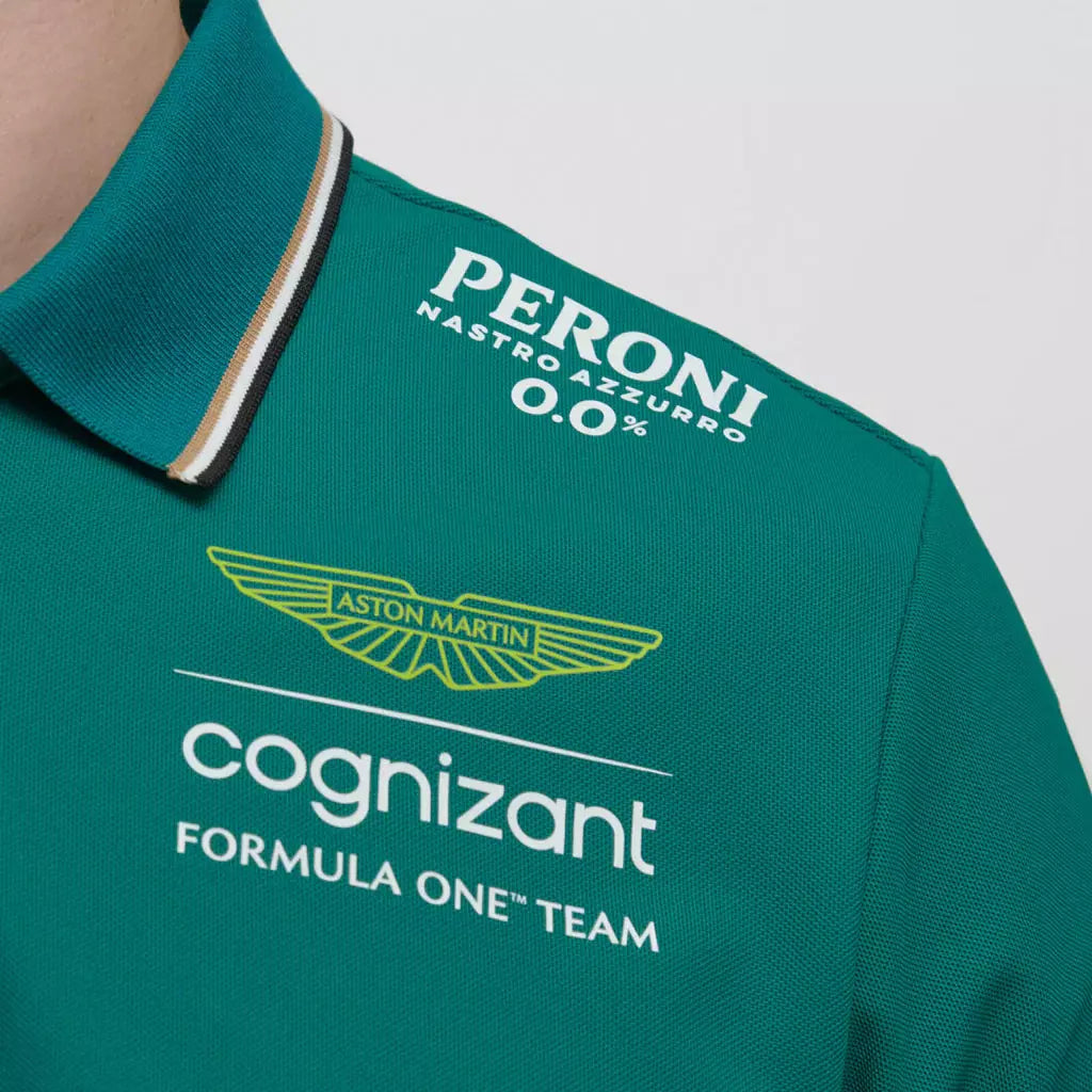 Aston Martin Cognizant F1 2023 Men's Team Polo Shirt- Green Polos Light Gray