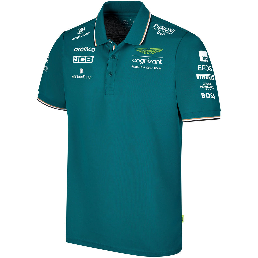 Aston Martin Cognizant F1 2023 Men's Team Polo Shirt- Green Polos Dark Slate Gray