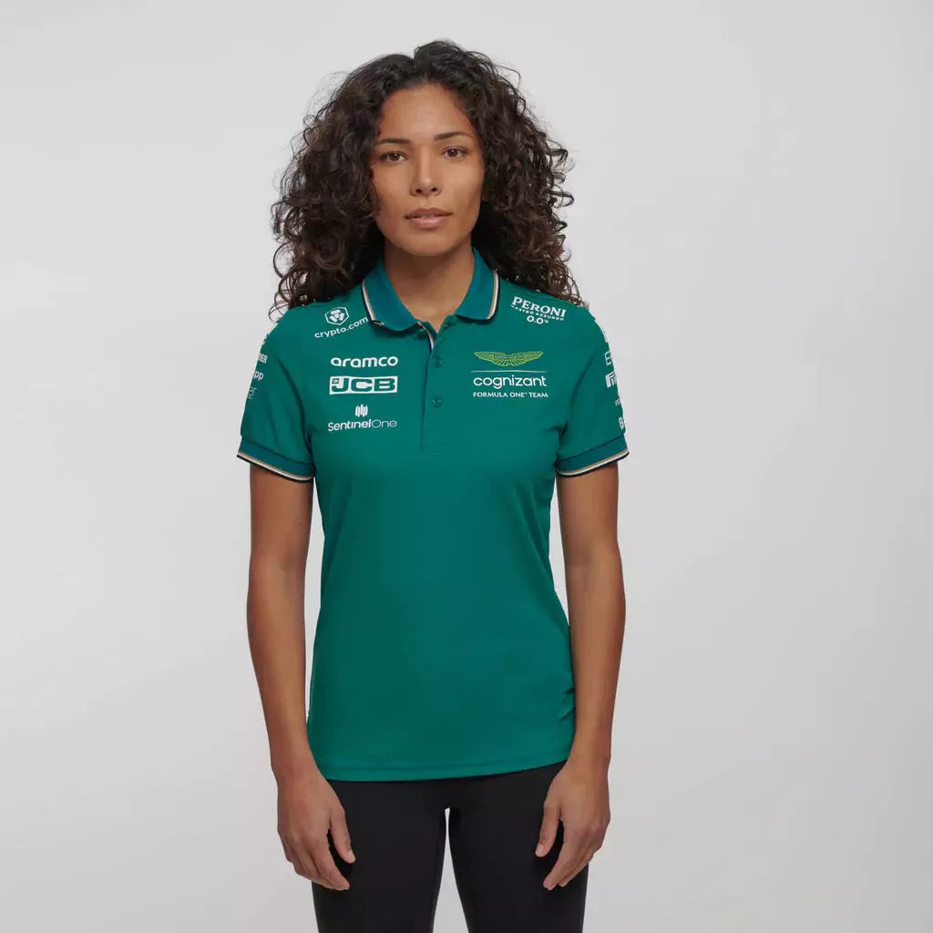 Aston Martin Cognizant F1 2023 Women's Team Polo Shirt- Green Polos Light Gray