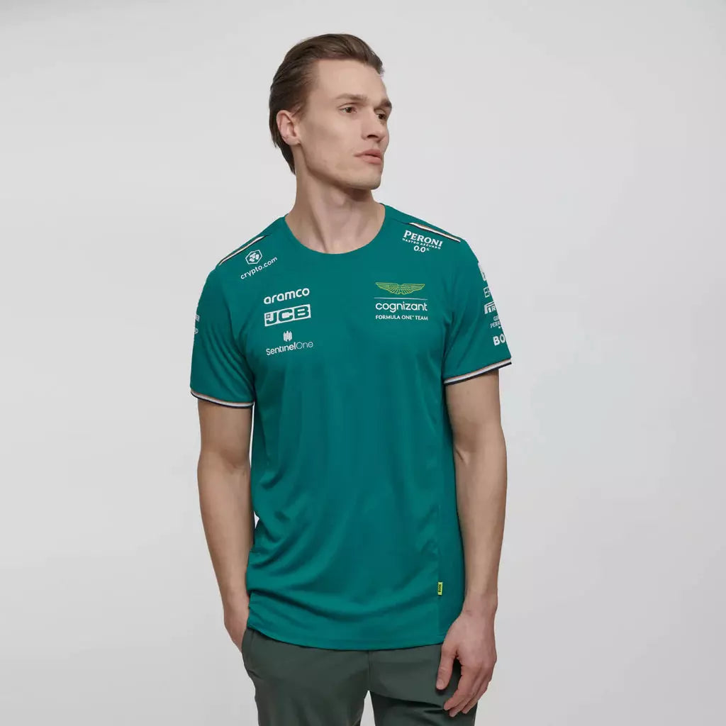 Aston Martin Cognizant F1 2023 Men's Team T-Shirt- Green T-shirt Light Gray