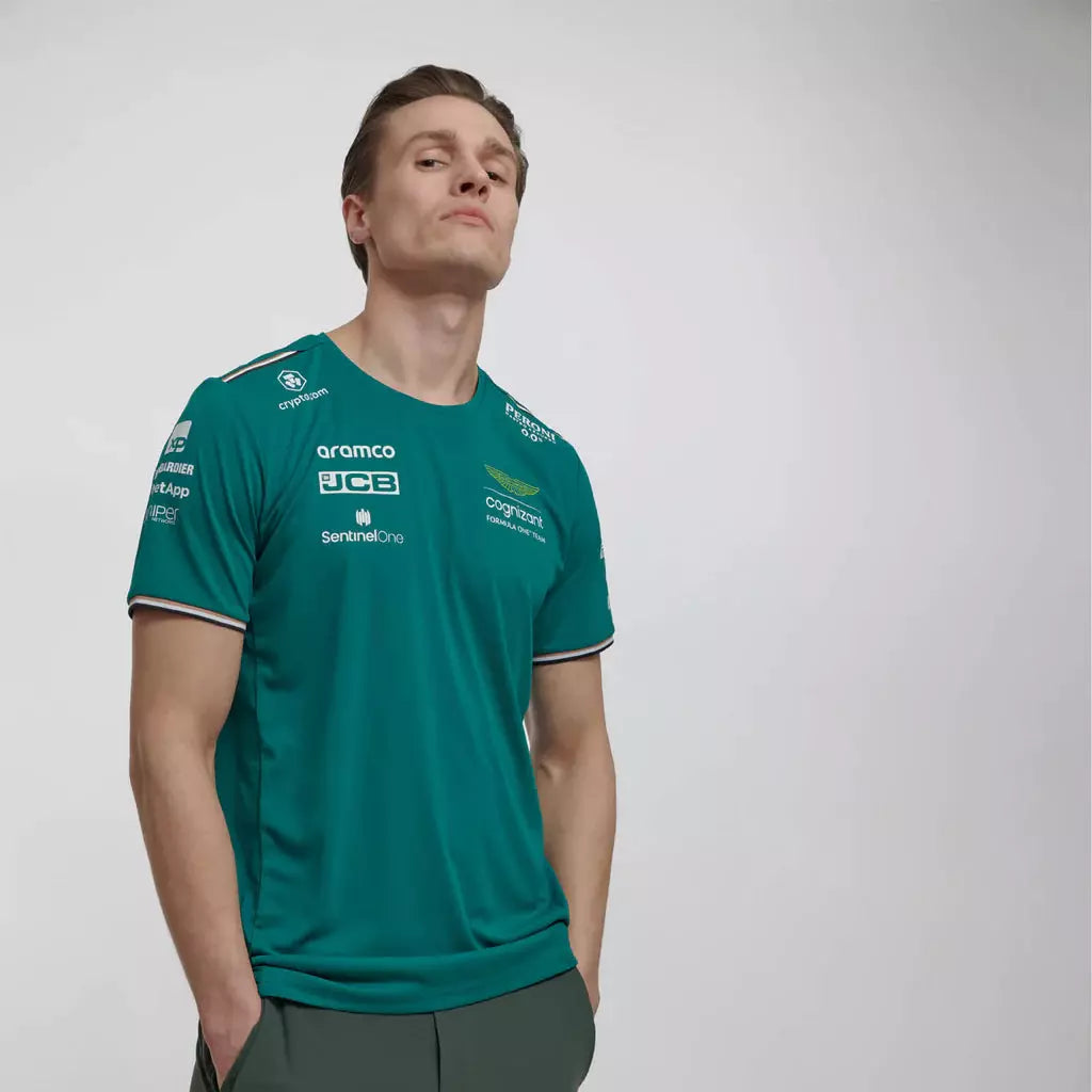 Aston Martin Cognizant F1 2023 Men's Team T-Shirt- Green T-shirt Light Gray