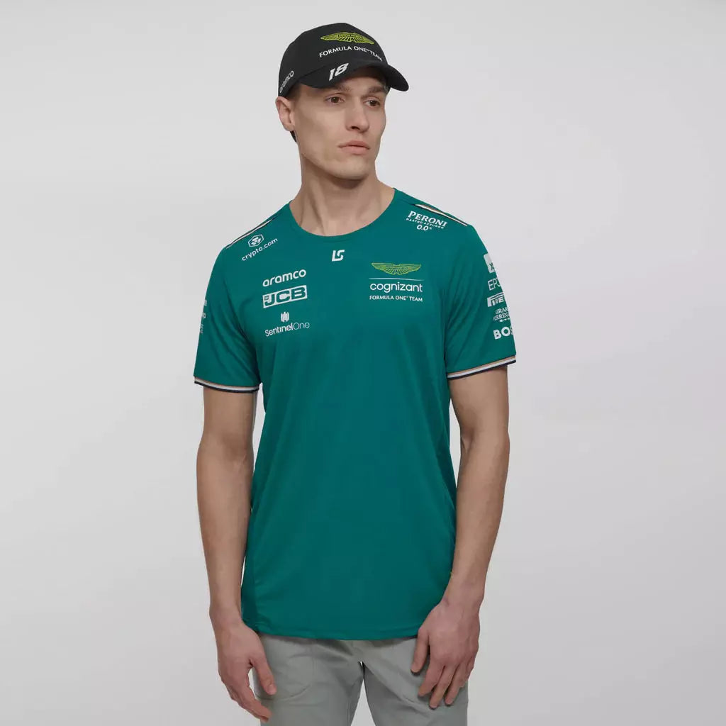 Aston Martin Cognizant F1 2023 Men's Lance Stroll Team T-Shirt- Green T-shirts Light Gray