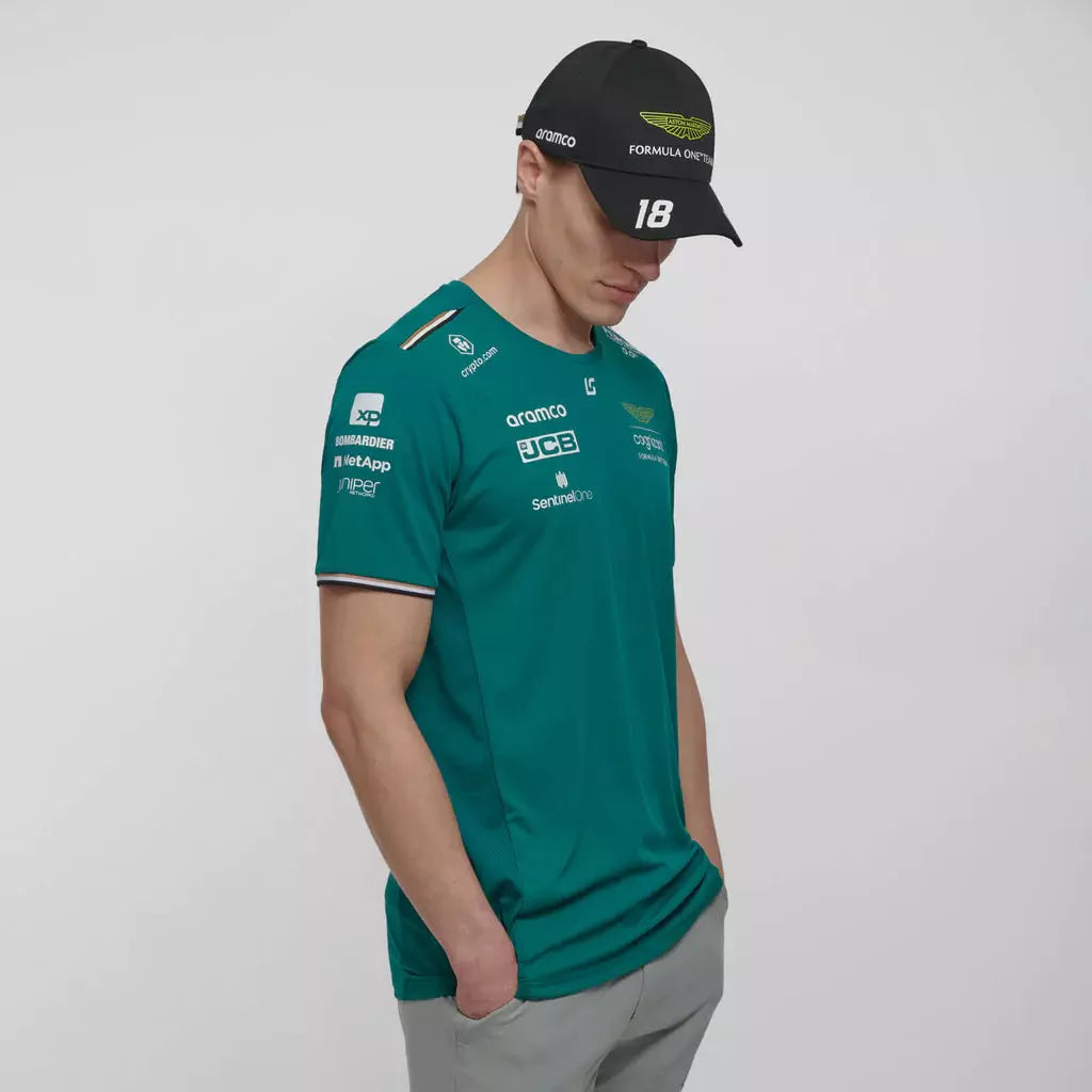 Aston Martin Cognizant F1 2023 Men's Lance Stroll Team T-Shirt- Green T-shirts Light Gray