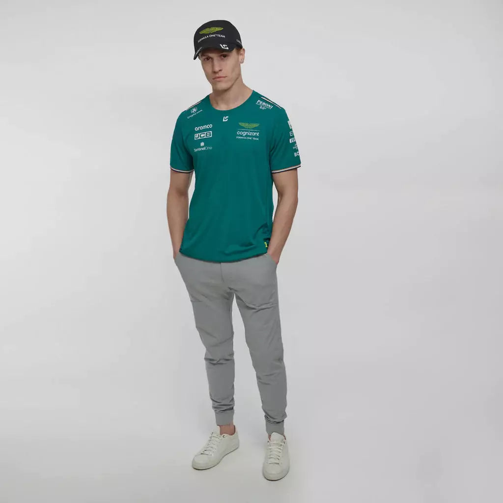 Aston Martin Cognizant F1 2023 Men's Lance Stroll Team T-Shirt- Green T-shirts Light Gray