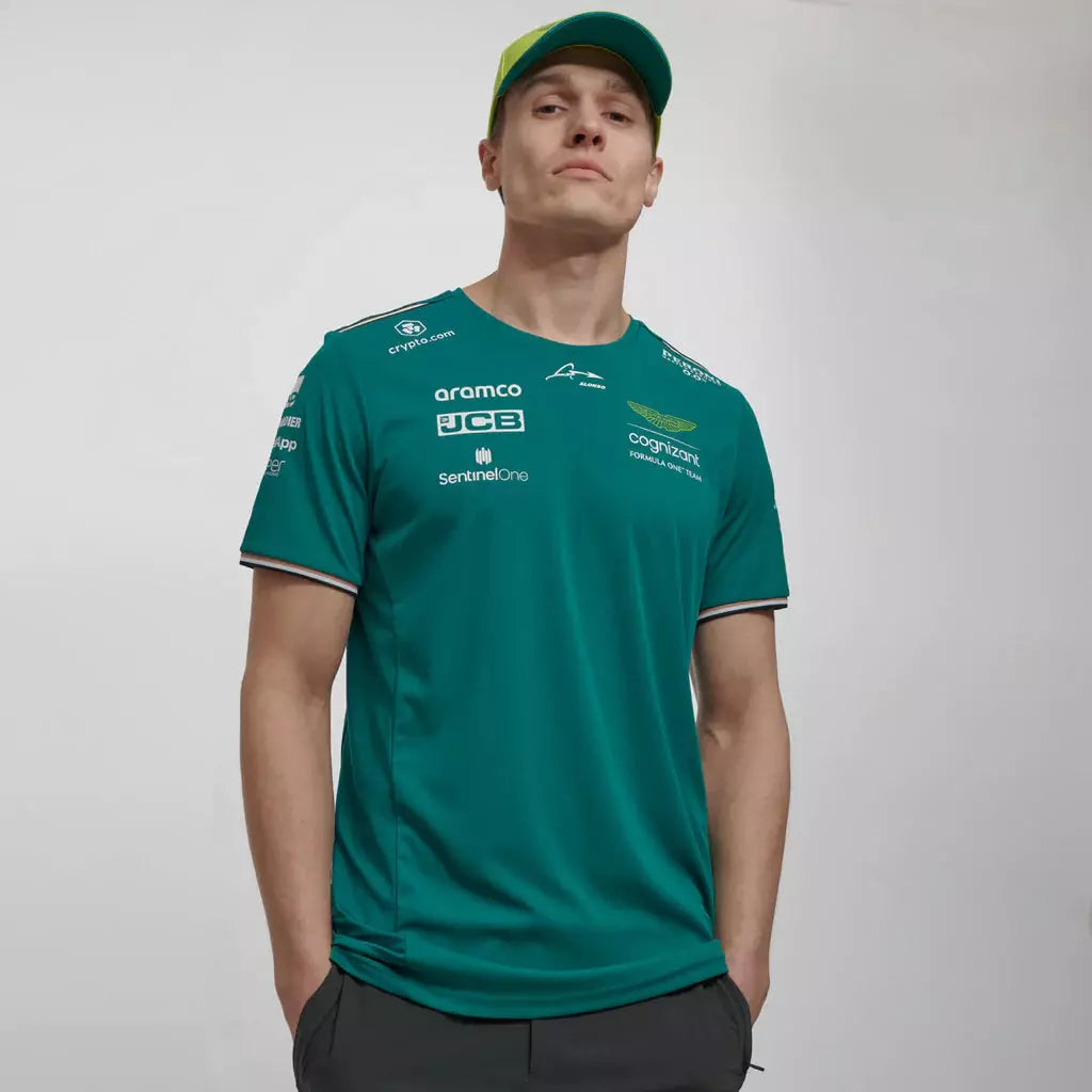 Aston Martin Cognizant F1 2023 Men's Fernando Alonso Team T-Shirt- Green T-shirts Aston Martin F1 
