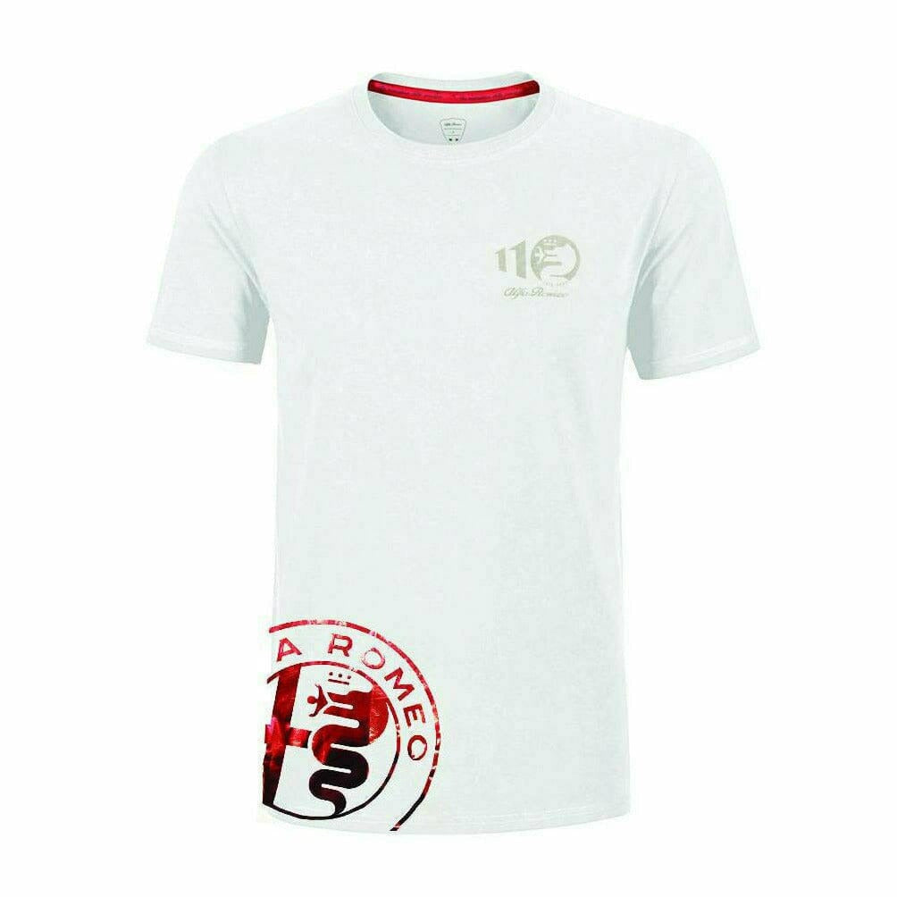 Alfa Romeo Racing F1 Men's 110th Anniversary Metallic T-Shirt  - Black/White T-shirts White Smoke