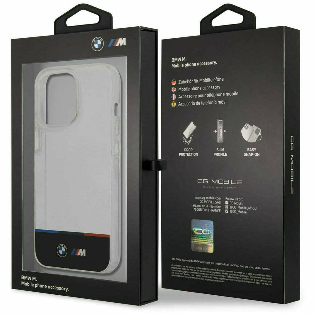 BMW Motorsports Hard Transparent Case Black "M" Logo Horizontal Stripe - iPhone 13 Phone Cases Dark Slate Gray