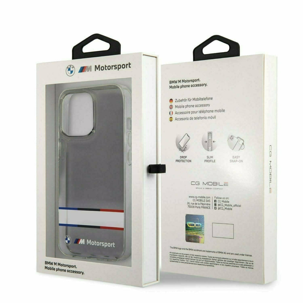 BMW Motorsports Hard Transparent Case Clear "M" Logo Double Tri-Color - iPhone 13 Phone Cases Light Gray