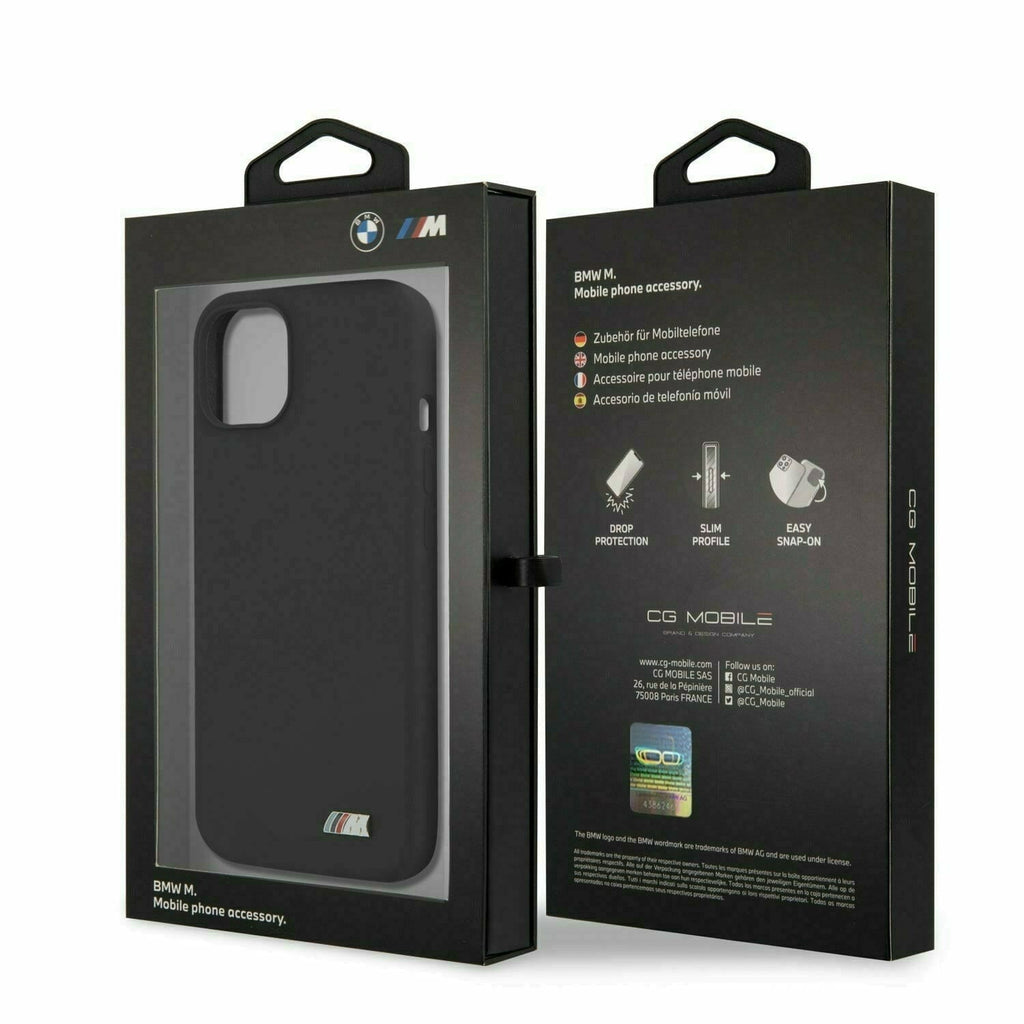 BMW Motorsports Silicone Case Black "M" Collection with Metal Logo- iPhone 13 Phone Cases Dark Slate Gray