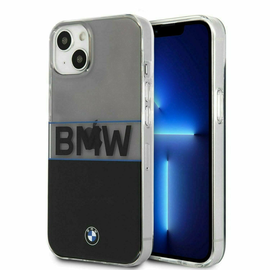 BMW Motorsports Hard Transparent Case Logo Navy Stripe Wordmark - iPhone 13 Phone Cases Dark Slate Gray