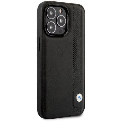 BMW Motorsports LEATHER BLACK SIGNATURE COLLECTION CASE HOT STAMP LINE AND BLUE DOTS - iPhone 14 Phone Cases Dark Slate Gray
