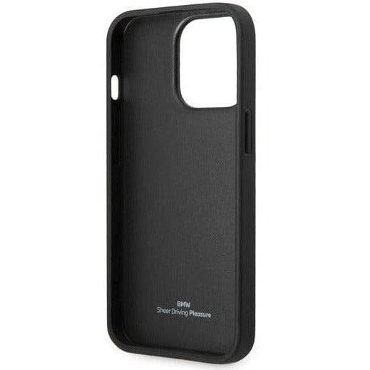 BMW Motorsports LEATHER BLACK SIGNATURE COLLECTION CASE HOT STAMP LINE AND BLUE DOTS - iPhone 14 Phone Cases Dark Slate Gray