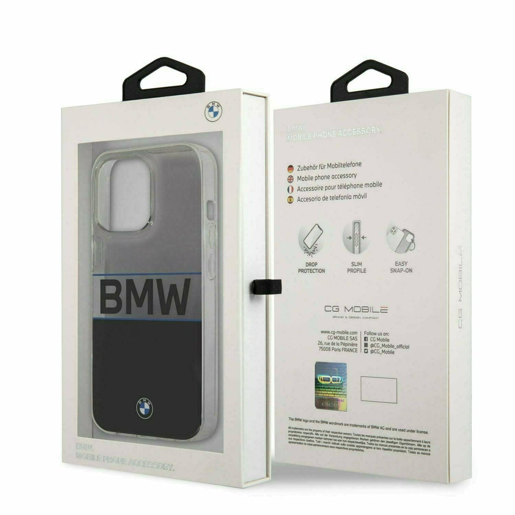 BMW Motorsports Hard Transparent Case Logo Navy Stripe Wordmark - iPhone 13 Phone Cases Light Gray