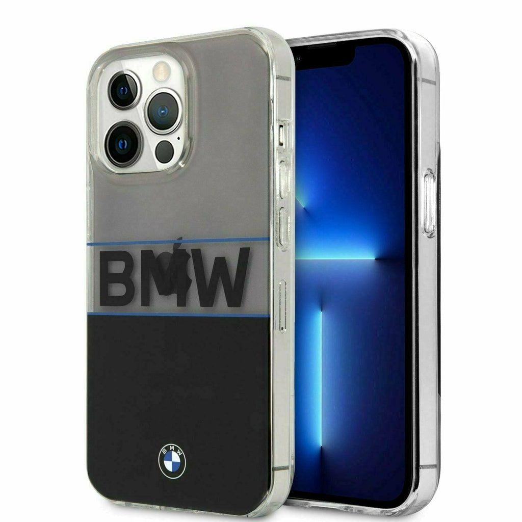 BMW Motorsports Hard Transparent Case Logo Navy Stripe Wordmark - iPhone 13 Phone Cases Light Gray
