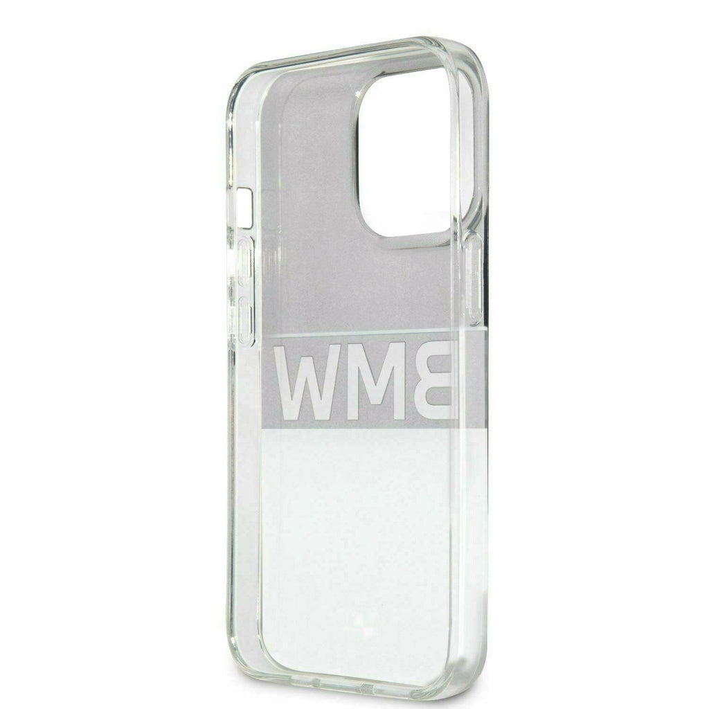 BMW Motorsports Hard Transparent Case Logo Navy Stripe Wordmark - iPhone 13 Phone Cases Light Gray