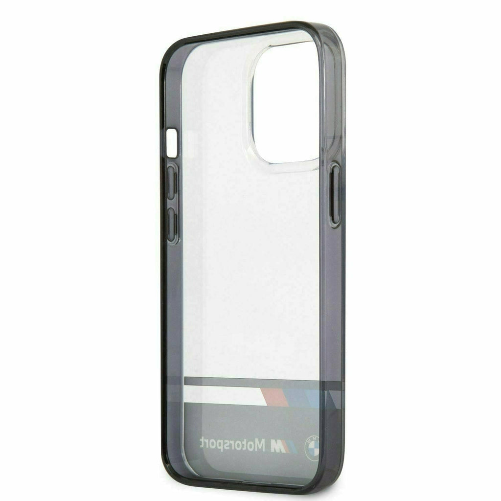 BMW Motorsports Hard Transparent Case Black "M" Logo Tri-Color & Stripes - iPhone 13 Phone Cases Lavender