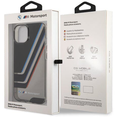BMW Motorsports PC/TPU BLACK MOTORSPORT COLLECTION IML PRINTED TRICOLOR STRIPES - iPhone 14 Phone Cases Light Gray