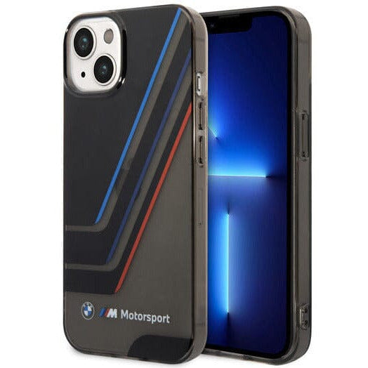 BMW Motorsports PC/TPU BLACK MOTORSPORT COLLECTION IML PRINTED TRICOLOR STRIPES - iPhone 14 Phone Cases Dark Slate Gray