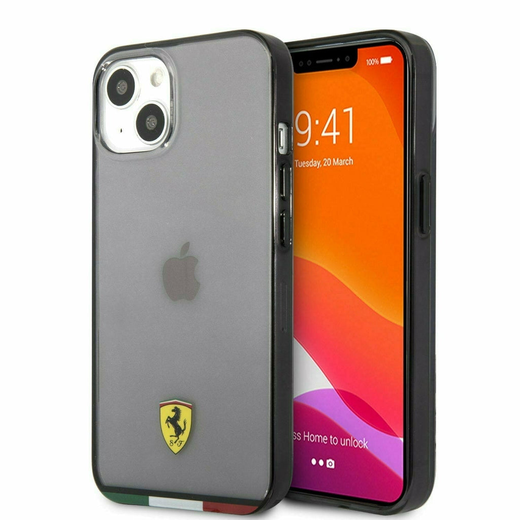 Scuderia Ferrari Hard Case Italia Black Transparent Outline - iPhone 13 Phone Cases Light Slate Gray