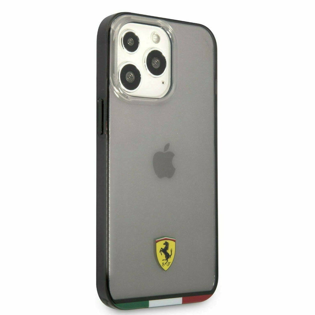 Scuderia Ferrari Hard Case Italia Black Transparent Outline - iPhone 13 Phone Cases Light Slate Gray