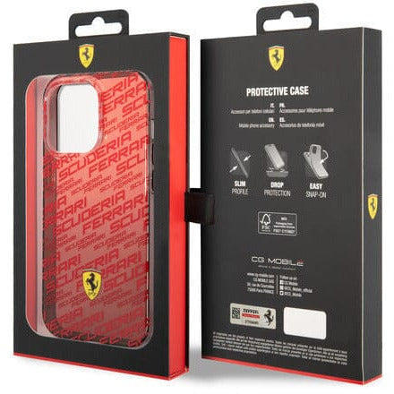 Scuderia Ferrari PC/TPU BLACK GRADIENT CASE ALLOVER SCUDERIA AND DYED BUMPER - iPhone 14 Phone Cases Light Coral
