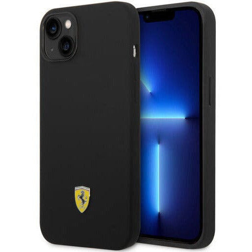 Scuderia Ferrari SILICONE BLACK CASE METAL LOGO BLACK CAMERA OUTLINE - iPhone 14 Phone Cases Dark Slate Gray