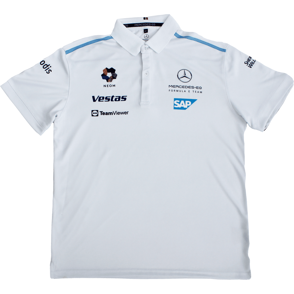 Mercedes Benz EQ Formula E S8 Men's Team Polo Shirt - Black-White Polos Light Gray