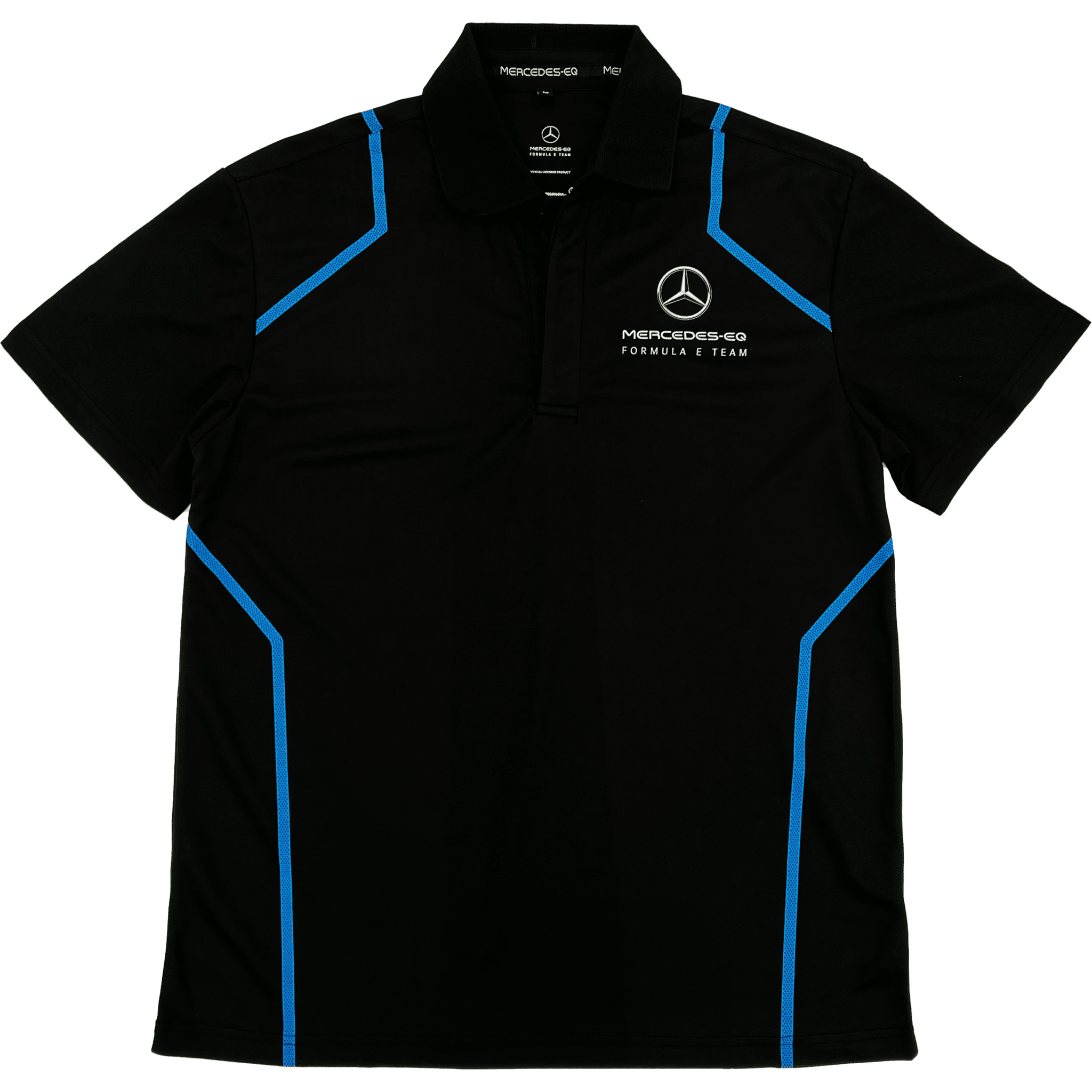 Mercedes Benz EQ Formula E S8 Women's Covered Button Polo Shirt - Black Polos Black