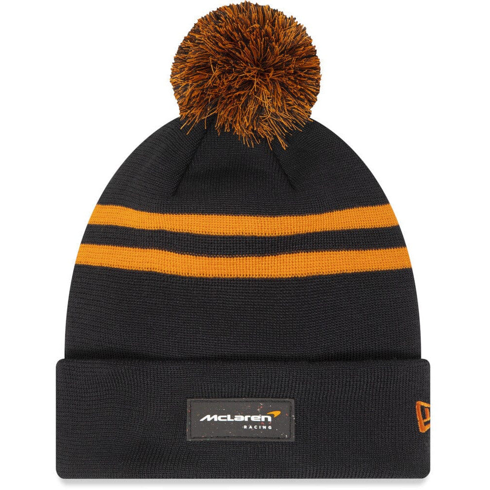 McLaren F1 New Era Essential Cuff Pom Beanie- Papaya/Anthracite Hats Dark Slate Gray