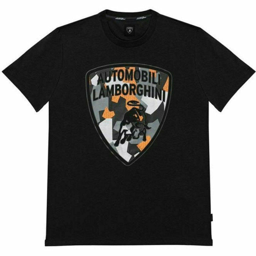 Automobili Lamborghini Men's Camouflage Shield T-Shirt-Black T-shirts Black