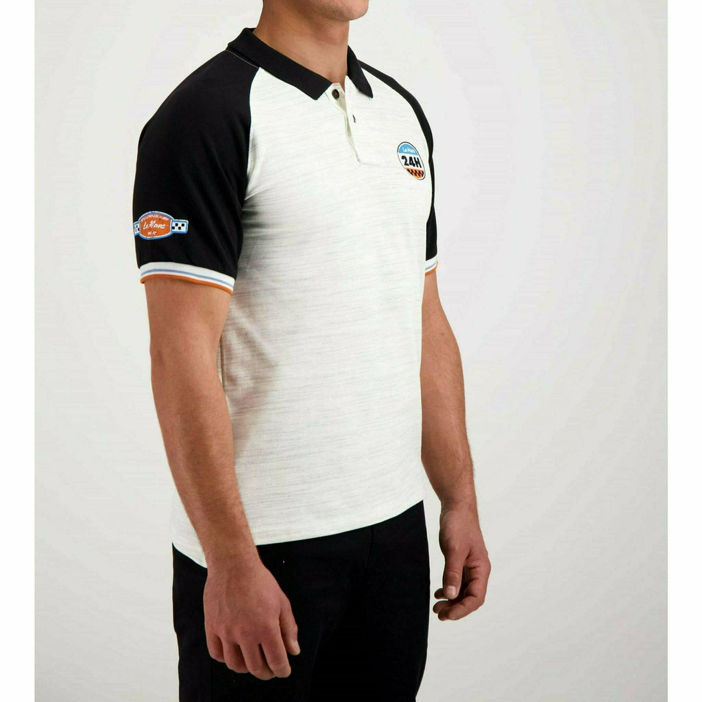Le Mans 24 Hours Men's Legende Raglan Polo - Cream/Blue Polos Light Gray