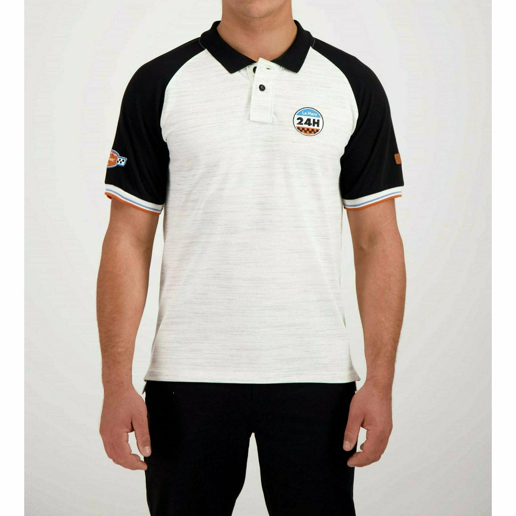 Le Mans 24 Hours Men's Legende Raglan Polo - Cream/Blue Polos Light Gray