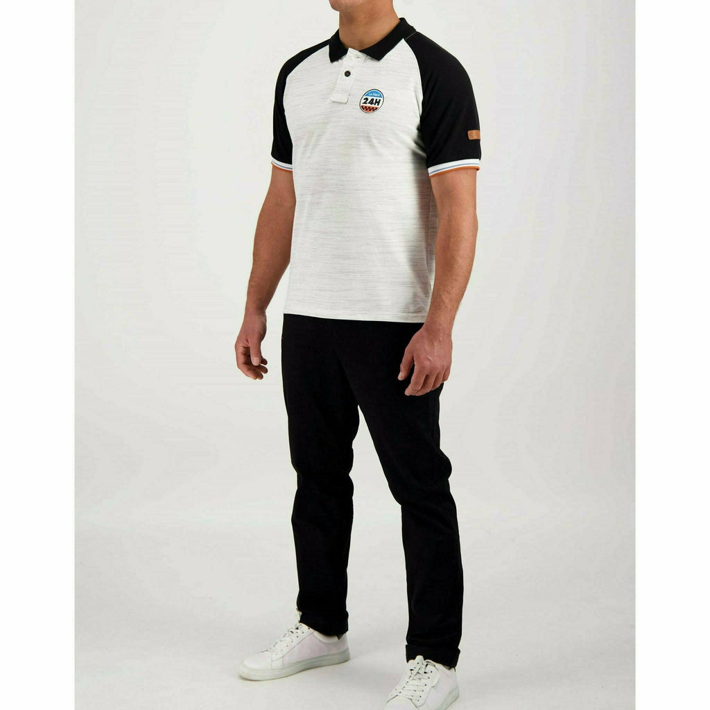 Le Mans 24 Hours Men's Legende Raglan Polo - Cream/Blue Polos Light Gray