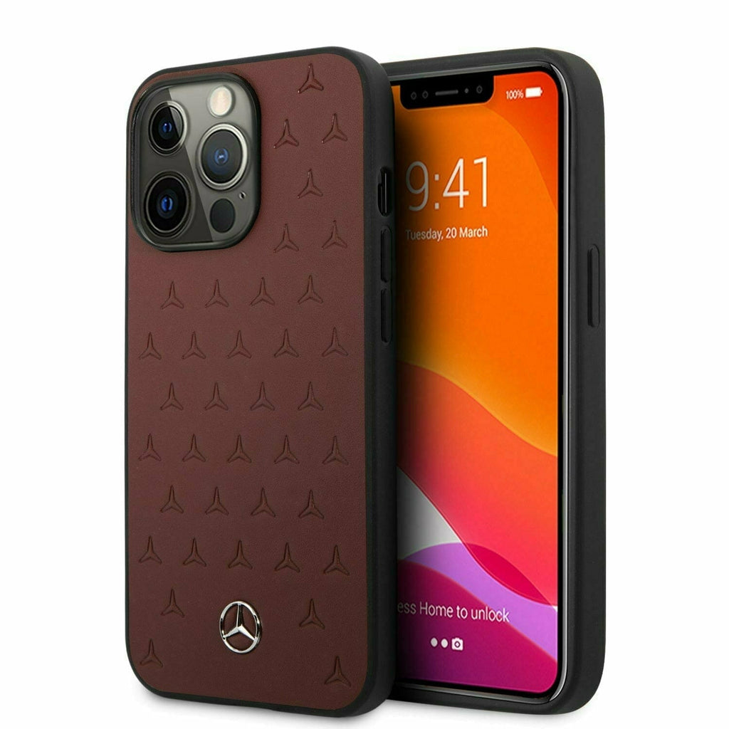 Mercedes-Benz AMG Petronas Leather Black/Red with Stars Pattern- iPhone 13 Phone Cases Dark Slate Gray