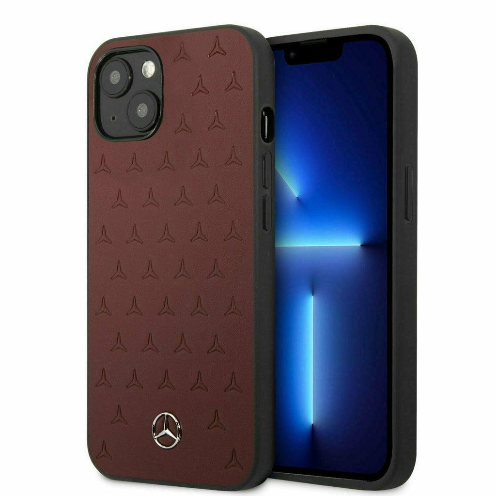 Mercedes-Benz AMG Petronas Leather Black/Red with Stars Pattern- iPhone 13 Phone Cases Dark Slate Gray
